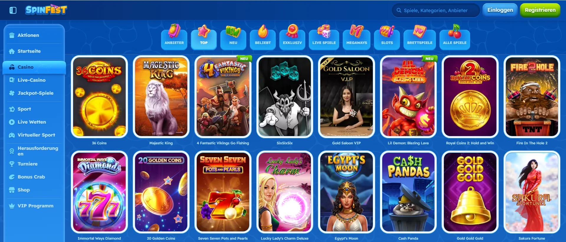 Die gefragtesten slots im Spinfest casino Die gefragtesten slots im Spinfest casino